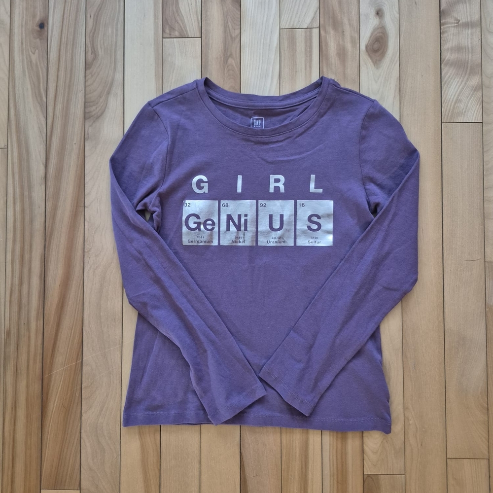 3/15$ Purple Long Sleeve 'Girl Genius' Kids Shirt